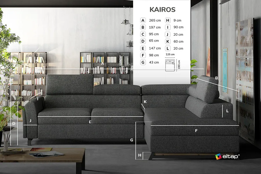 Narożnik rozkładany KAIROS - ekoskóra Soft 66