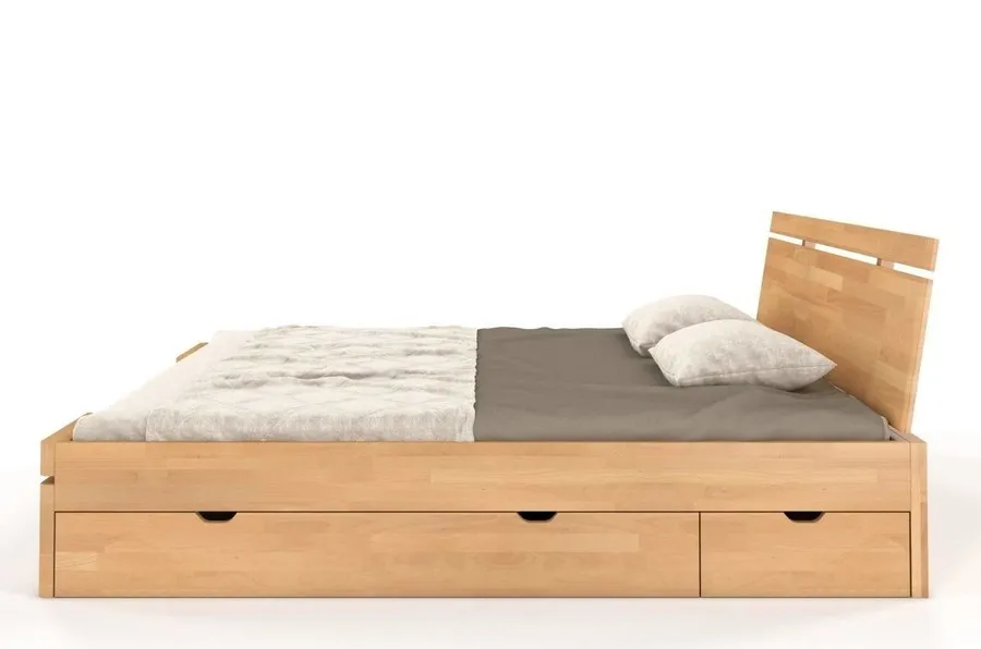 Łóżko drewniane bukowe z szufladami SPARTA Maxi&DR 120x200 - naturalny