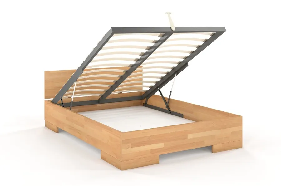 Łóżko drewniane bukowe ze skrzynią na pościel SPECTRUM Maxi&ST 120x200 - naturalny