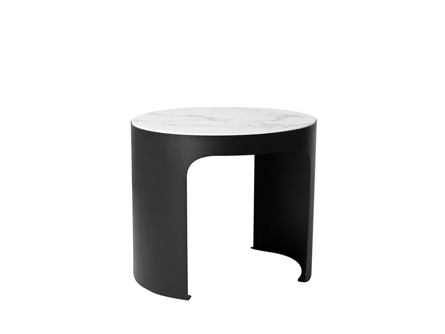 Stolik kawowy okrągły T-056B - biały/czarny