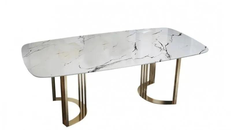 Stół ALVARO GOLD 180x90 - biały/złoty