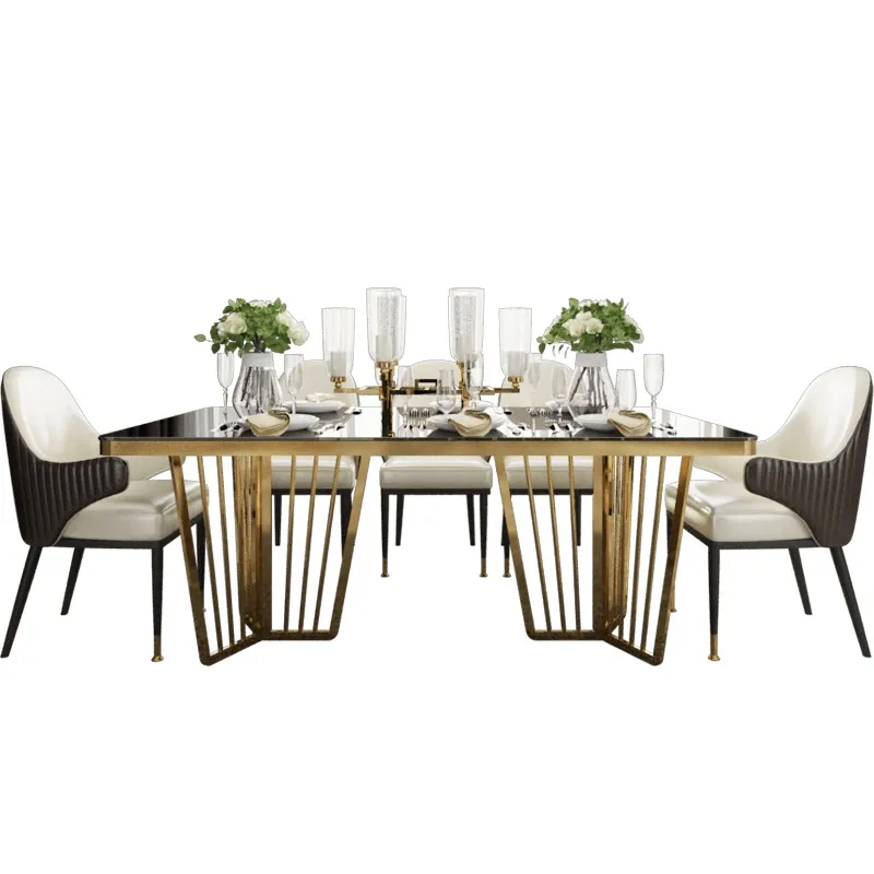Stół ELBA Gold 180x90 - czarny/złoty