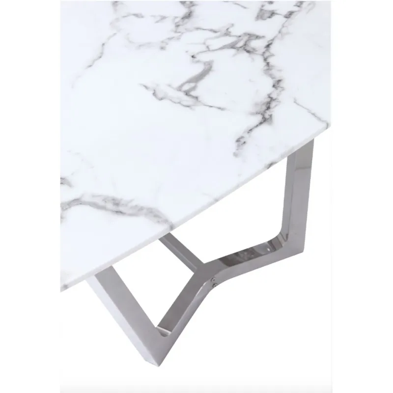 Stół WHITE CARRERA 180x90 - biały/srebrny