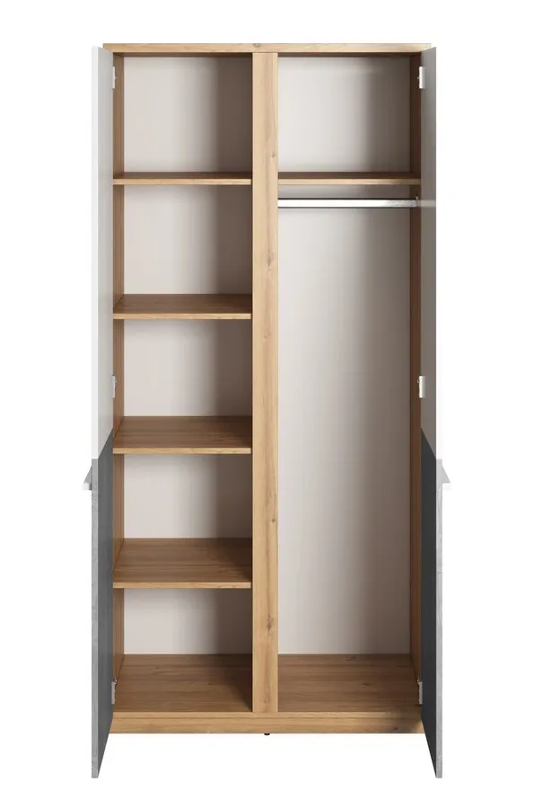 Szafa 2-drzwiowa PLANO PN-02 - dąb nash/biały/beton