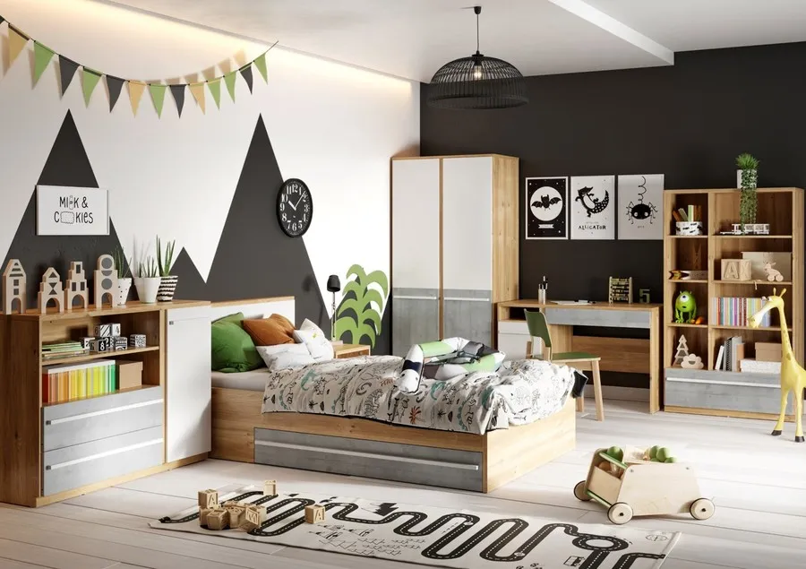 Szafa 2-drzwiowa PLANO PN-02 - dąb nash/biały/beton