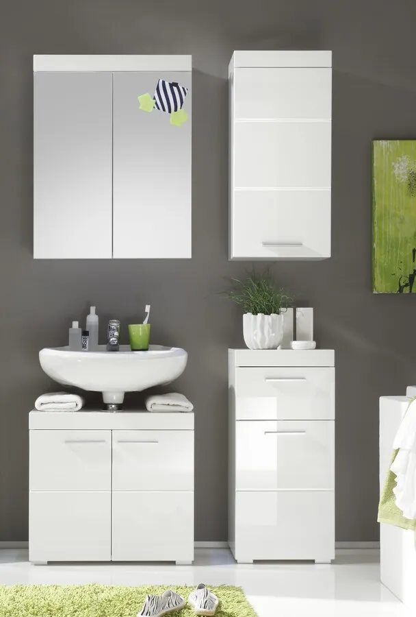 Szafka wisząca z lustrami SKIN - biały mat