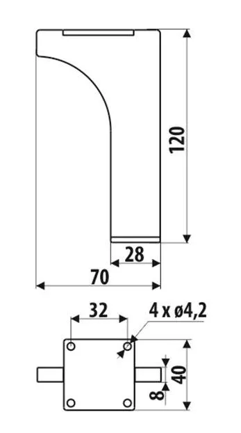 Nóżka meblowa NS34 Czarny Mat H=120 mm Stal grubość 4 mm