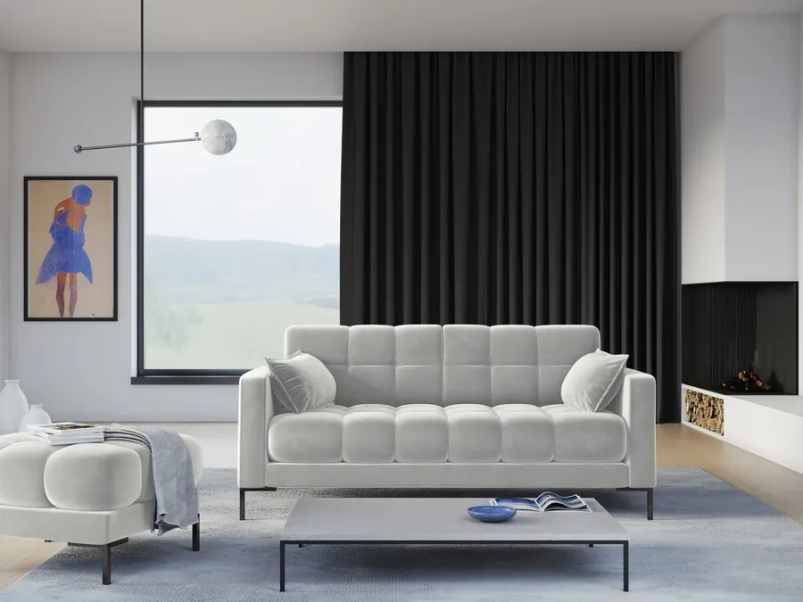 Aksamitna sofa 2-osobowa MAMAIA - czarne nogi