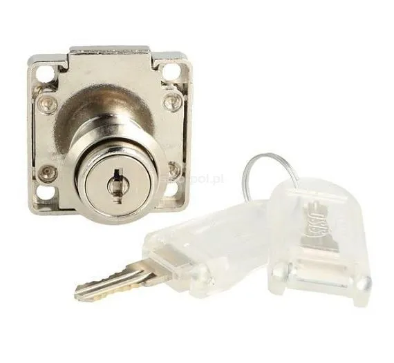 Zamek kwadratowy Siso X-850 - niklowany / fi 19 mm / klucz chowany
