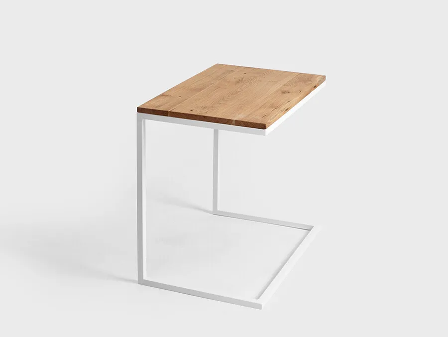 Stolik LUPE SOLID WOOD 60 - dąb/biały