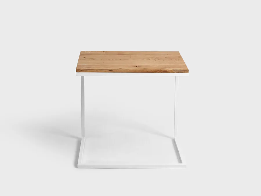 Stolik LUPE SOLID WOOD 60 - dąb/biały