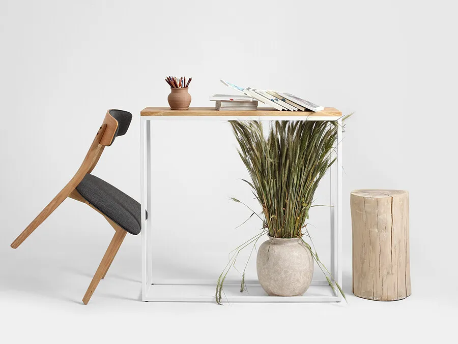 Konsola JULITA SOLID WOOD 92-1F - naturalny/biały
