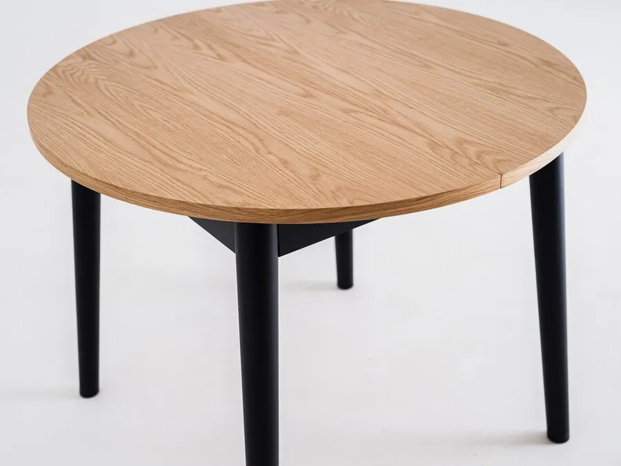 Drewniany stół okrągły rozkładany ANTON ROUND 95-175x95 - dąb/czarny