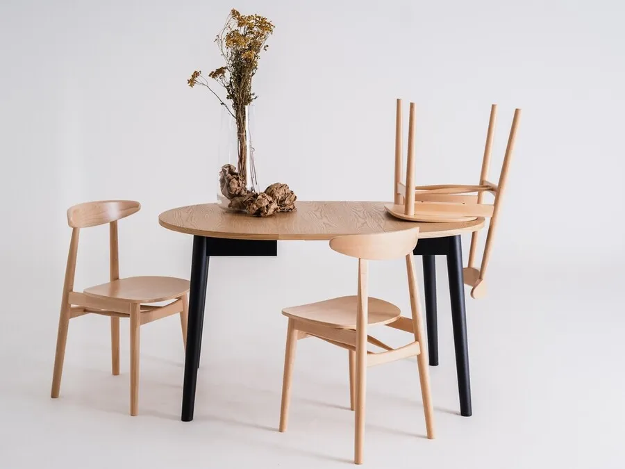Drewniany stół okrągły rozkładany ANTON ROUND 95-175x95 - dąb/czarny