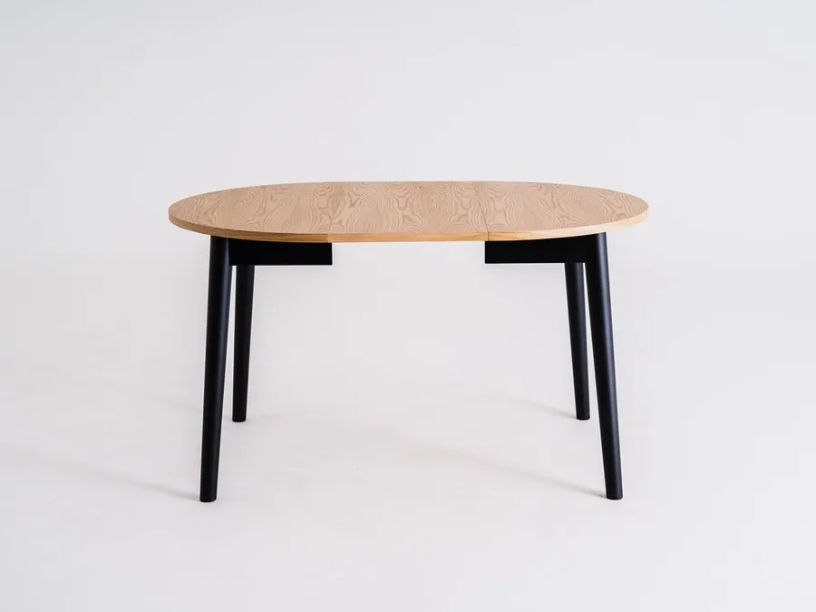 Drewniany stół okrągły rozkładany ANTON ROUND 95-175x95 - dąb/czarny