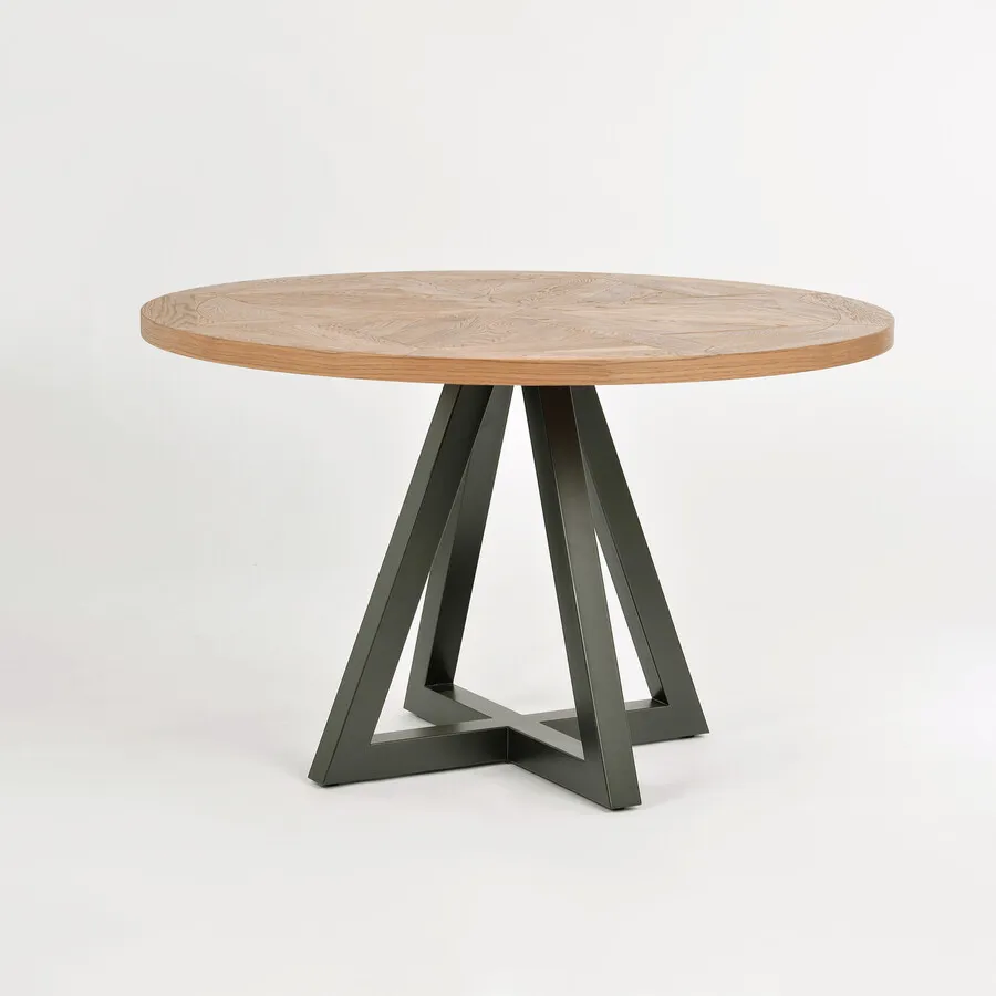 Stół okrągły INDUS 125 cm - dąb/czarny