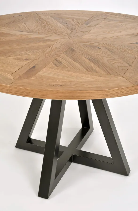 Stół okrągły INDUS 125 cm - dąb/czarny