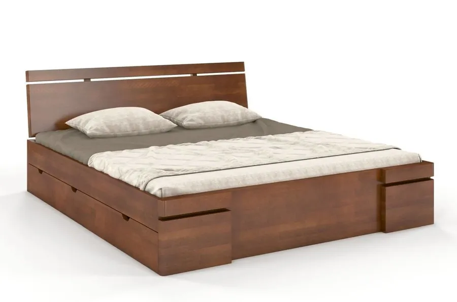Łóżko drewniane bukowe z szufladami SPARTA Maxi&DR 160x200 - orzech