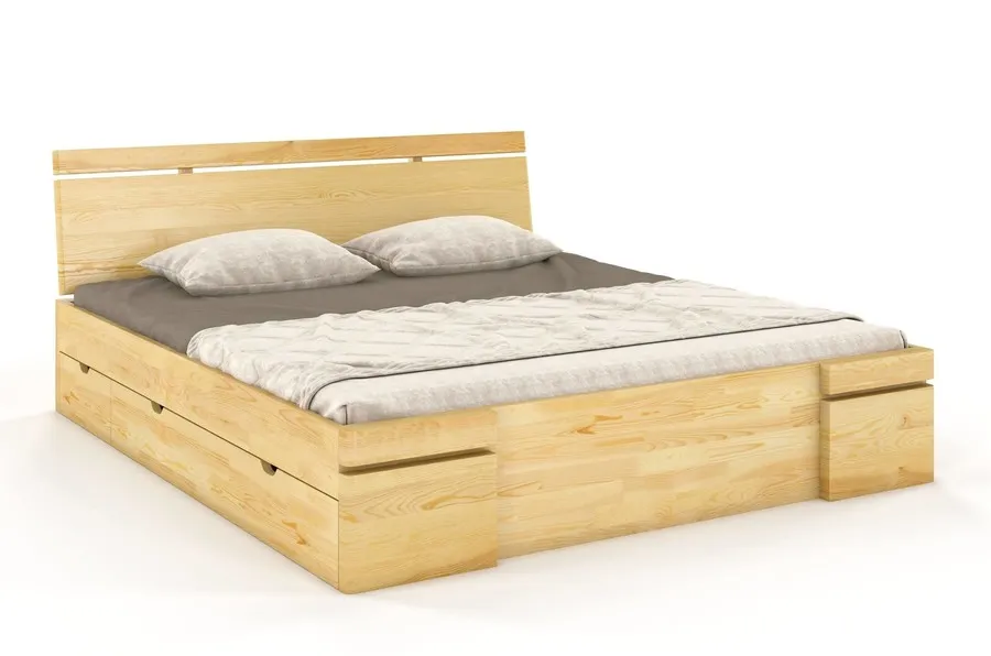 Łóżko drewniane sosnowe z szufladami SPARTA Maxi&DR 160x200 - naturalny