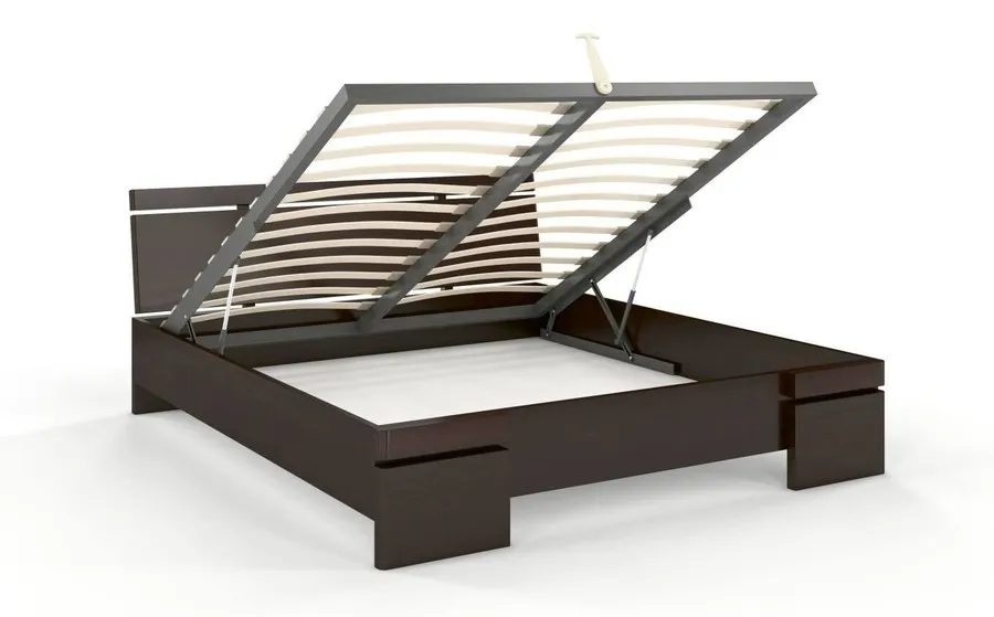 Łóżko drewniane sosnowe ze skrzynią na pościel SPARTA Maxi&ST 120x200 - palisander