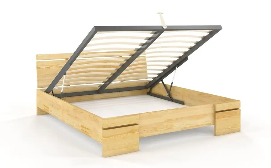 Łóżko drewniane sosnowe ze skrzynią na pościel SPARTA Maxi&ST 200x200 - naturalny