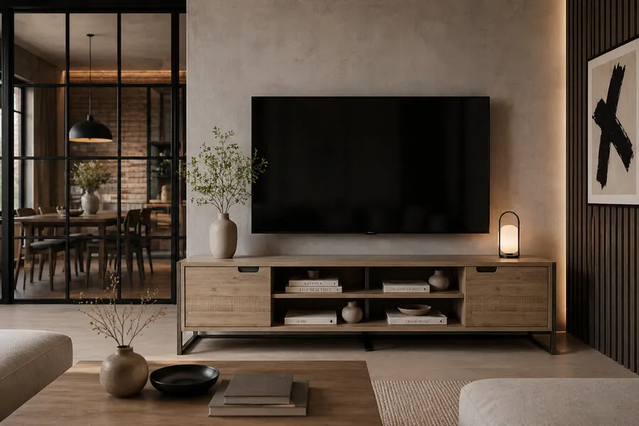Szafka RTV drewniana FLOW 200 - piaskowy