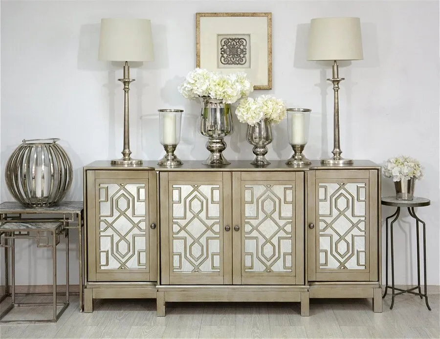 Komoda lustrzana AVOLA VINTAGE SILVER - srebrny