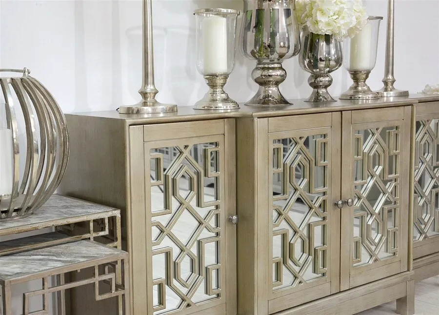 Komoda lustrzana AVOLA VINTAGE SILVER - srebrny