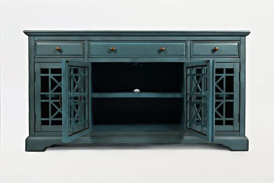 Komoda czterodrzwiowa AVOLA ANTIQUE BLUE 4D/3S - turkusowy