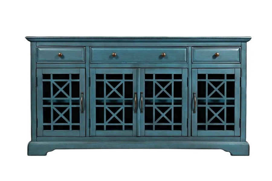 Komoda czterodrzwiowa AVOLA ANTIQUE BLUE 4D/3S - turkusowy