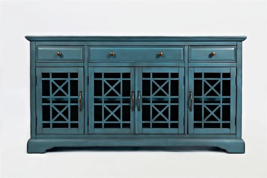 Komoda czterodrzwiowa AVOLA ANTIQUE BLUE 4D/3S - turkusowy