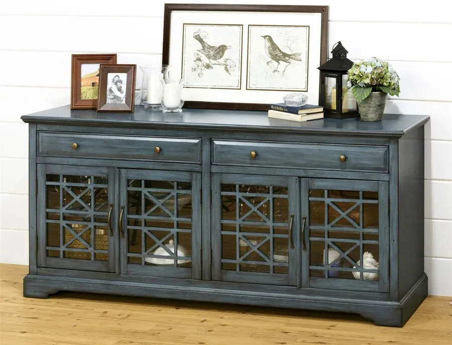 Komoda czterodrzwiowa AVOLA ANTIQUE BLUE 4D/2S - ciemnoniebieski
