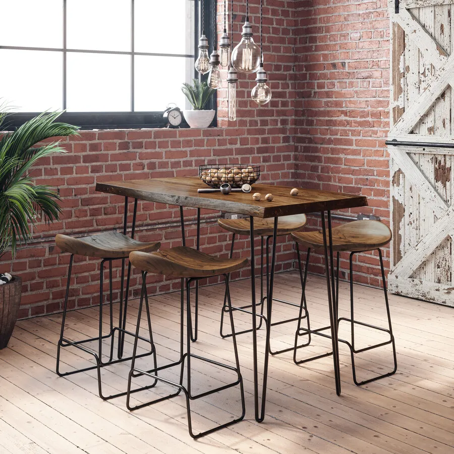 Stół barowy drewniany AVOLA NATURAL PIINE 132x71 - naturalny
