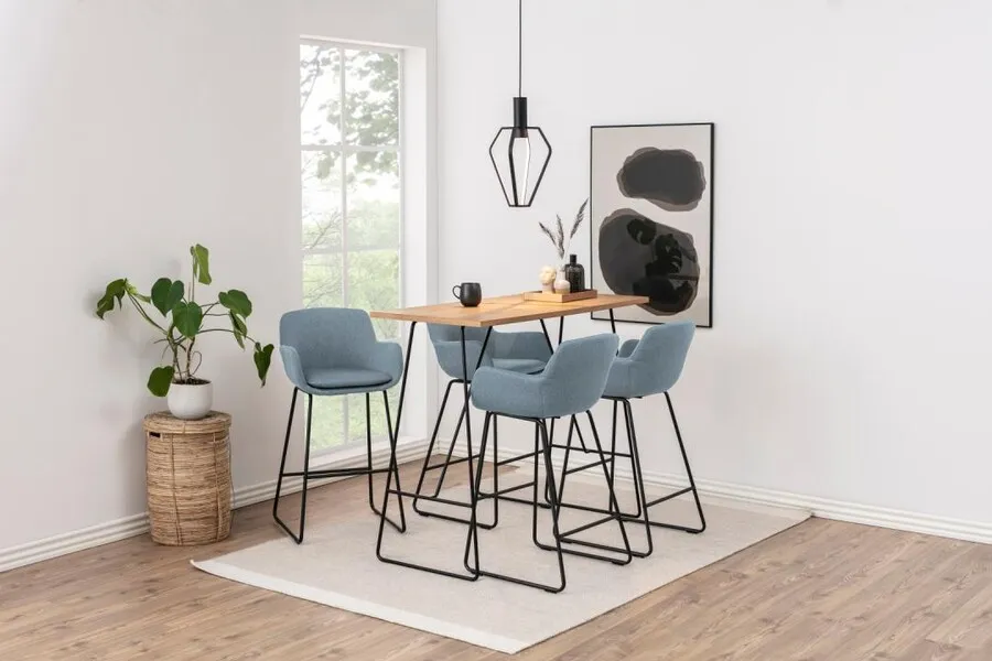 Lisa bar stool Seat dusty blue Town 89 Base metal matt black 2-Pack