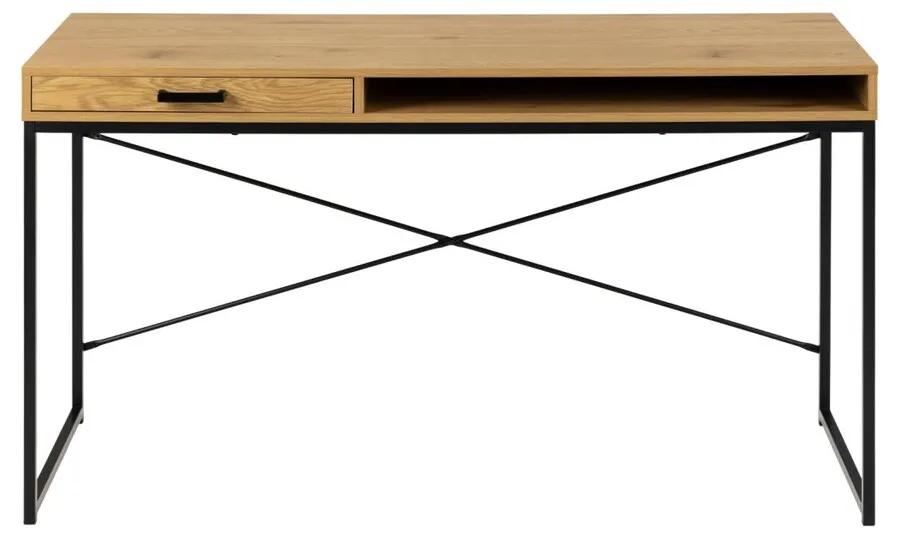 Biurko z szufladą i półką SEAFORD 140 cm - dziki dąb