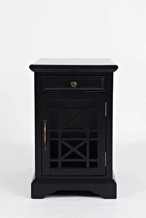 Szafka z szufladą i drzwiami AVOLA ANTIQUE BLACK 1D/1S - czarny