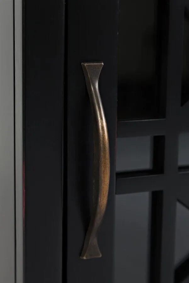 Szafka z szufladą i drzwiami AVOLA ANTIQUE BLACK 1D/1S - czarny