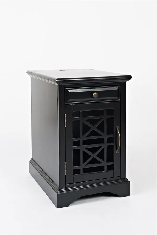 Szafka z szufladą i drzwiami AVOLA ANTIQUE BLACK 1D/1S - czarny