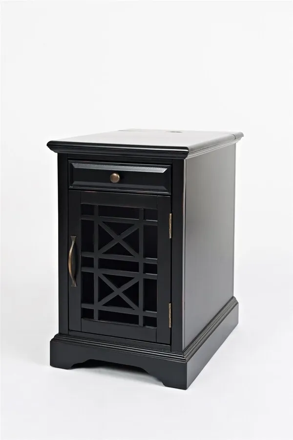 Szafka z szufladą i drzwiami AVOLA ANTIQUE BLACK 1D/1S - czarny