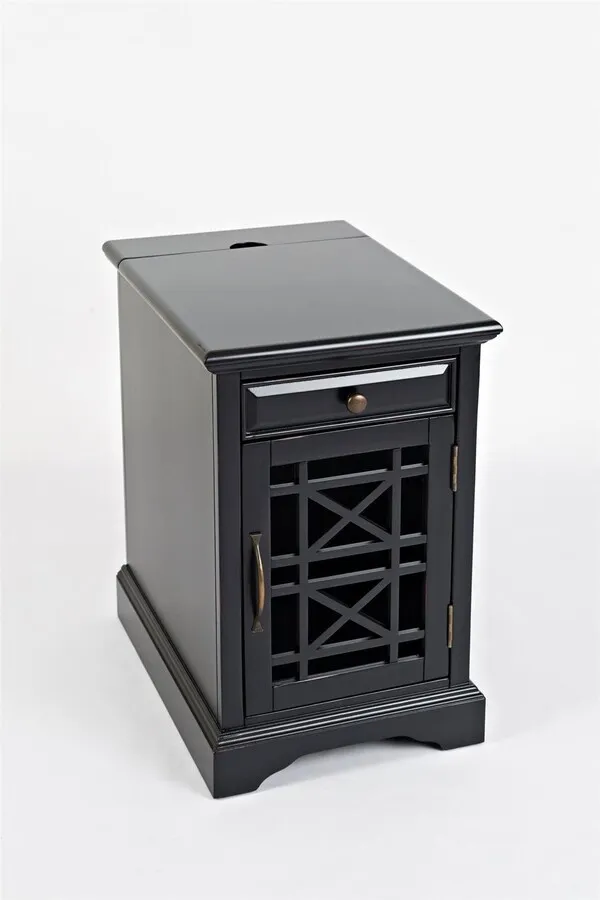 Szafka z szufladą i drzwiami AVOLA ANTIQUE BLACK 1D/1S - czarny
