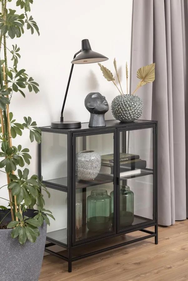 Witryna niska 2-drzwiowa SEAFORD - transparentny/czarny