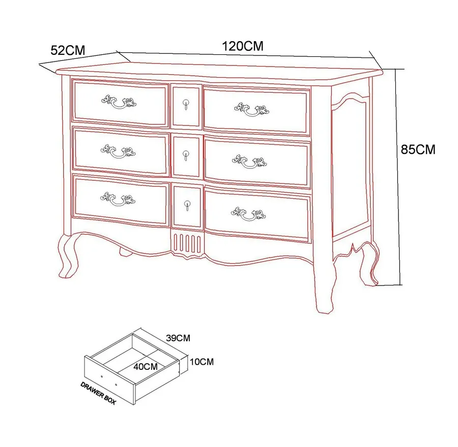 Komoda VENEZIA BIANCO 815K - 9 szuflad