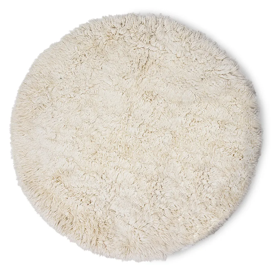 Puszysty okrągły dywan INNER CIRCLE 250 cm - kremowy