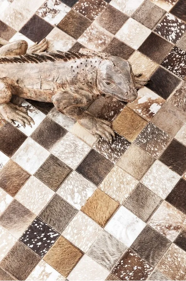 Dywan skórzany COSMO 240x170 - szary/brązowy