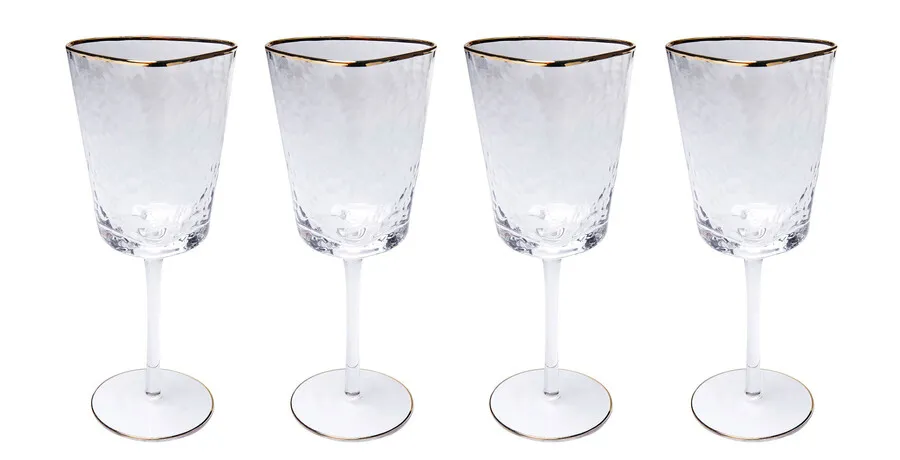 Zestaw 4 kieliszków do czerwonego wina HOMMAGE - transparentny/złoty