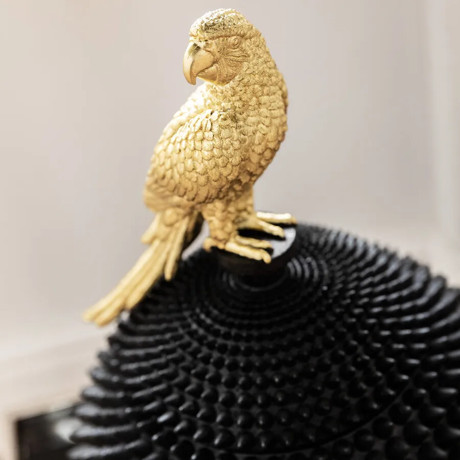 Pojemnik dekoracyjny PARROT - złoty/czarny