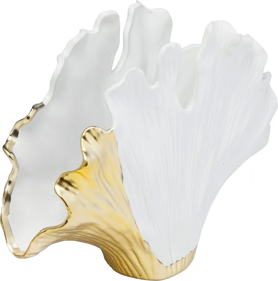 Wazon z kamionki GINKGO ELEGANCE 45 - biały/złoty