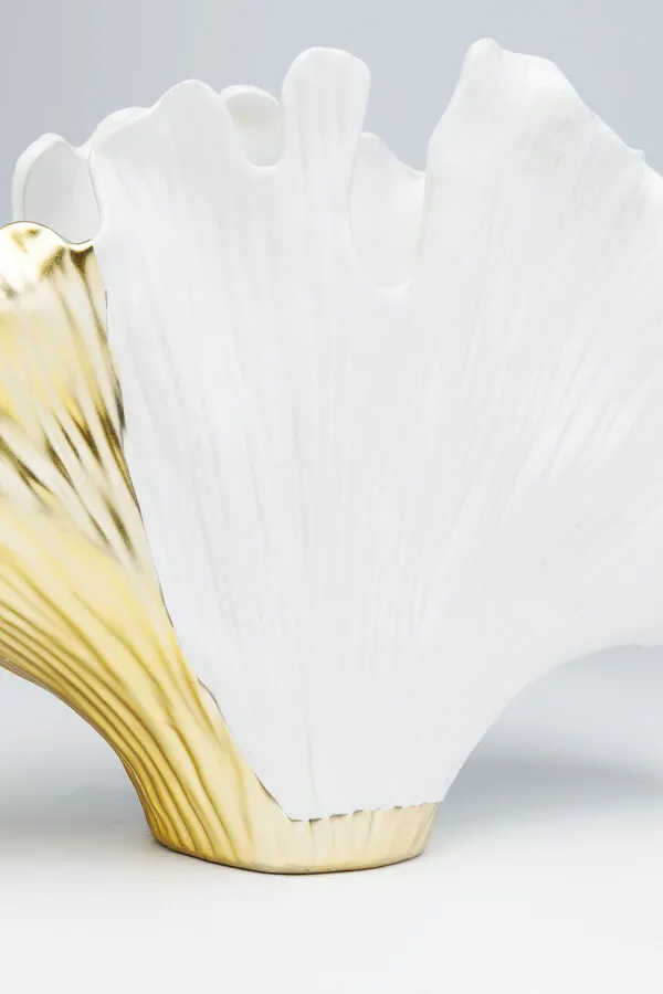 Wazon z kamionki GINKGO ELEGANCE 45 - biały/złoty