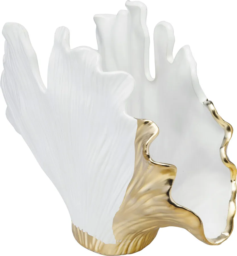 Wazon z kamionki GINKGO ELEGANCE 45 - biały/złoty