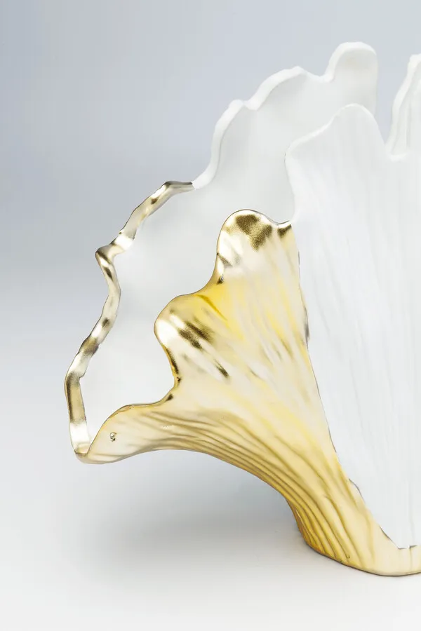 Wazon z kamionki GINKGO ELEGANCE 45 - biały/złoty
